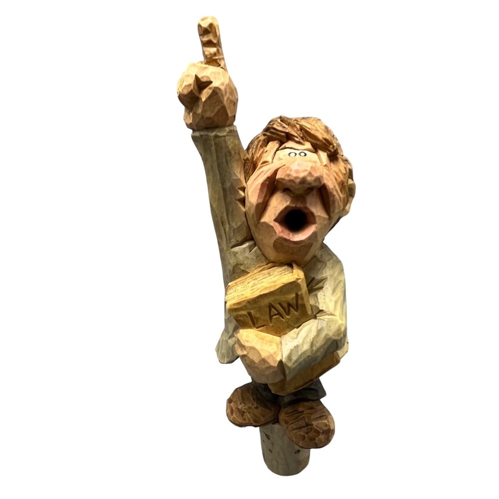 Vintage Carved‎ Spit n Whittle Bottle Wine Stopper Loophole Lawyer